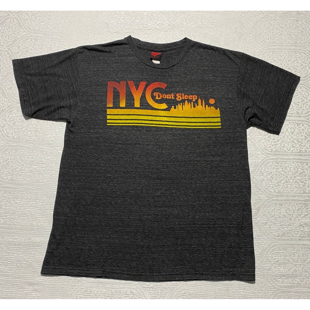Mad Engine NYC Dont Sleep Graphic T-Shirt Charcoal Heather Mens Large New York